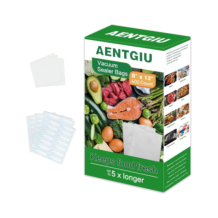 400 Vacuum Sealer Storage Bags, 8 x 12 Inch Precut, BPA Free Quart Bags, Compatible with All Heat Vacuum Sealers Machine, Heavy Duty, Great for vac storage, Meal Prep or Sous Vide