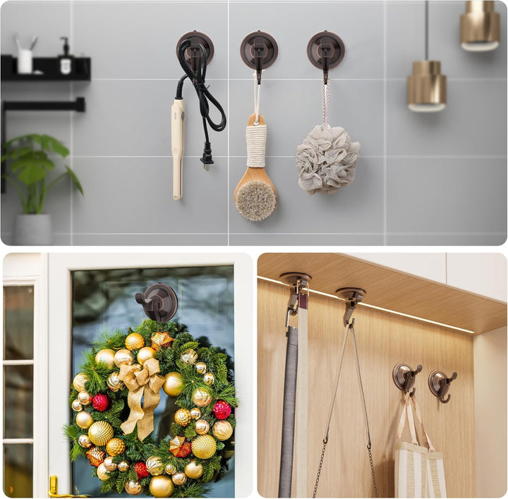 5 Pack Antique Brass suction cup hooks for shower