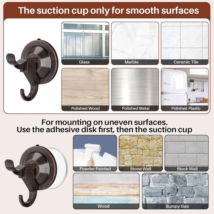5 Pack Antique Brass suction cup with hook