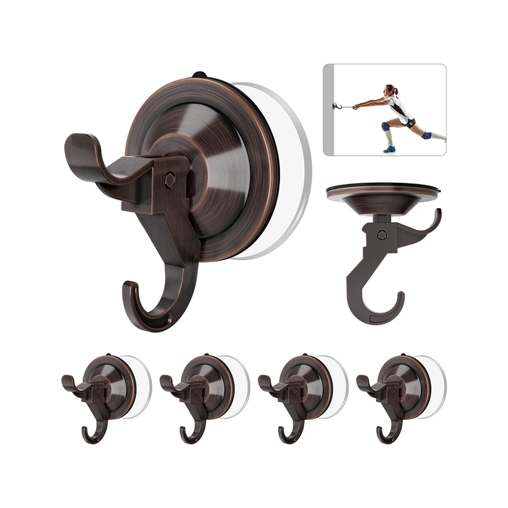 AENTGIU Antique Brass Suction Cup Hooks,Shower Suction Hooks Heavy Duty Vacuum Suction Cups with Hooks, Removable Reusable Wreath Hanger Hold up to 11LB Available for All Surfaces