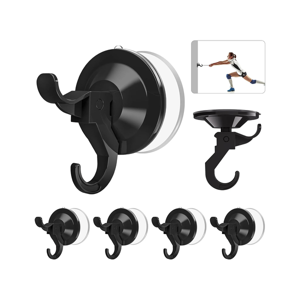 AENTGIU Black Vacuum Suction Cup Hooks, Shower Hooks with Adhesive Suction Tab, No Drill Wall Mounted Towel Hooks for Bathrooms, Waterproof Removable Wreath Hanger Available for All Surfaces