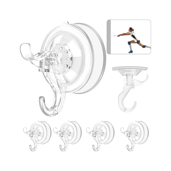 AENTGIU Clear Suction Cup Hooks for Shower Wall, Bathroom Hooks with Adhesive Suction Tab, Heavy Duty Towel Hooks for Bathrooms, Waterproof Removable Strong Wreath Hanger Available for All Surfaces