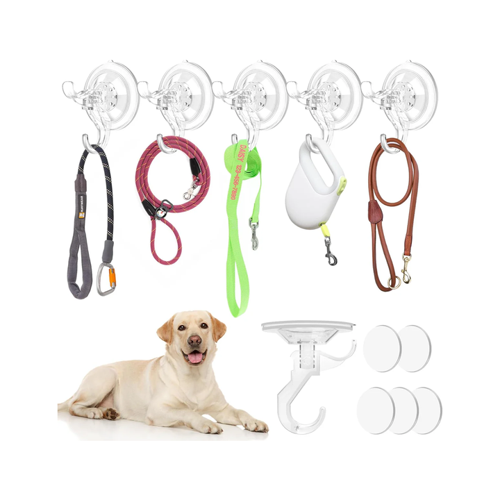AENTGIU Dog Leash Hangers for Wall, Pack Heavy Duty Dog Suction Cup Hooks with Adhesive Suction Tab, Removable Leash Hanger Wall Mounted and Pets Accessories Hanger for Home Decor