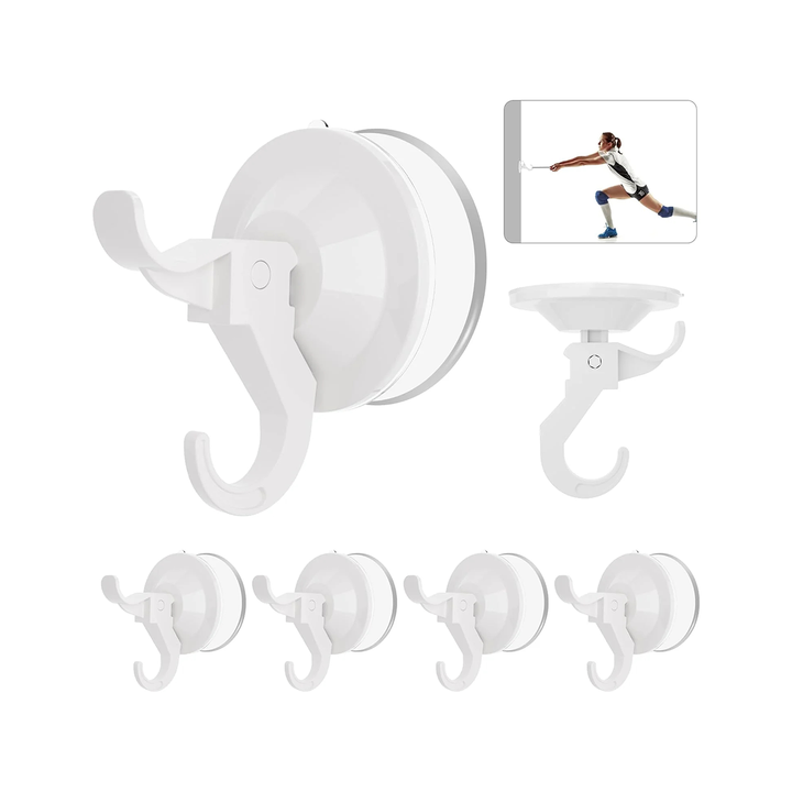 AENTGIU White Shower Hooks for Inside Showers, 5 Pack Suction Cup Hanger with Adhesive Suction Tab, Waterproof Removable Strong Vacuum Suction Cup Hooks for Bathroom Kitchen Towel, Robe, Loofah