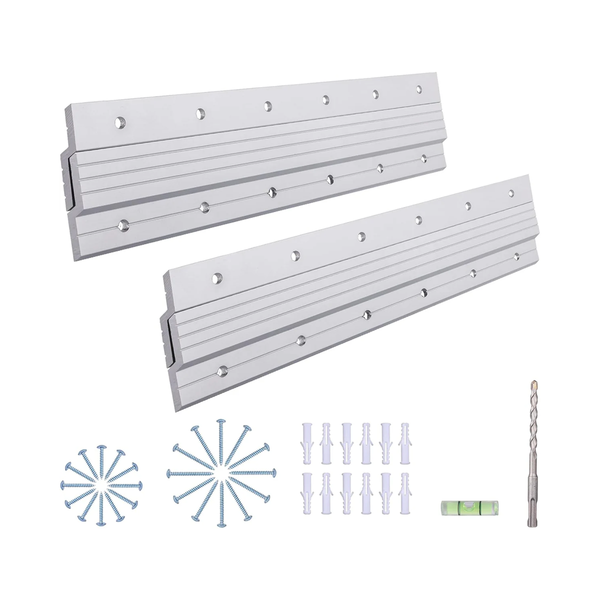 French Cleat Hanger 12 Inch - 2 Pairs - Aluminum Z Clips/Bar Interlocking Wall Mounting Bracket Hardware Kit for Hanging Mirrors, Picture, Shelf, Headboard, Cabinet, Whiteboard, Art, Frames